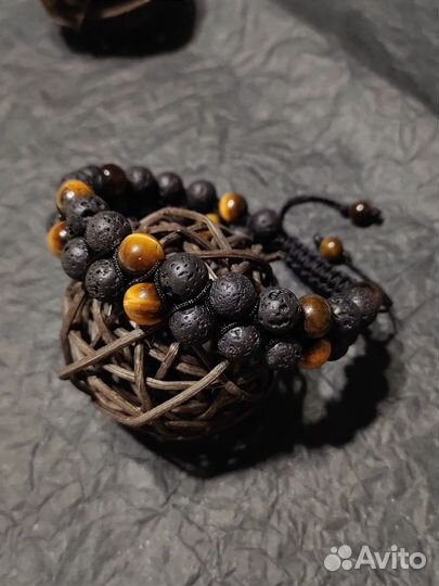 Браслет Шамбала Тигровый глаз и Лава
