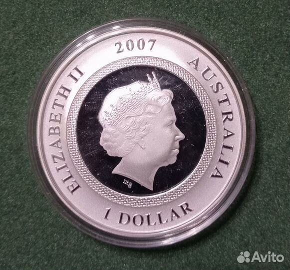 Монета Австралия 2007 Поросёнок Голограмма Серебро