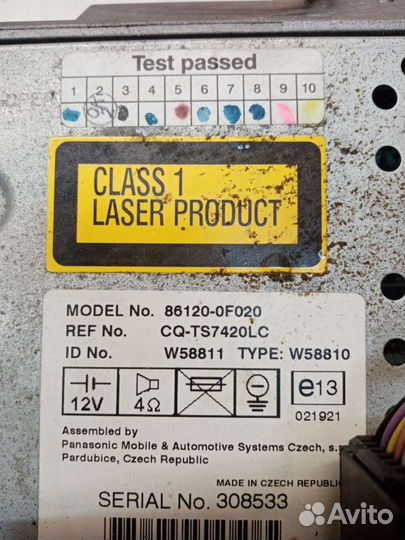 Магнитола (аудио система) Toyota Corolla verso 2