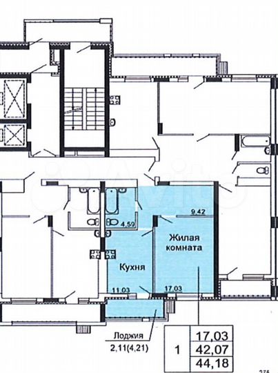1-к. квартира, 44,2 м², 9/12 эт.