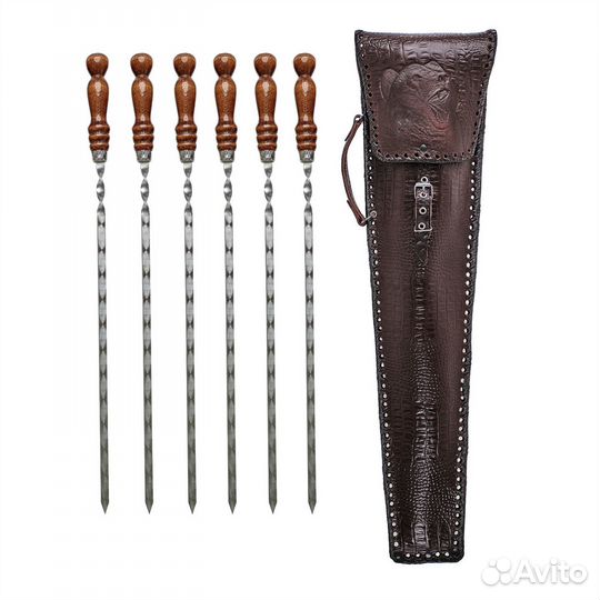 Шампура в кожаном чехле ручной работы