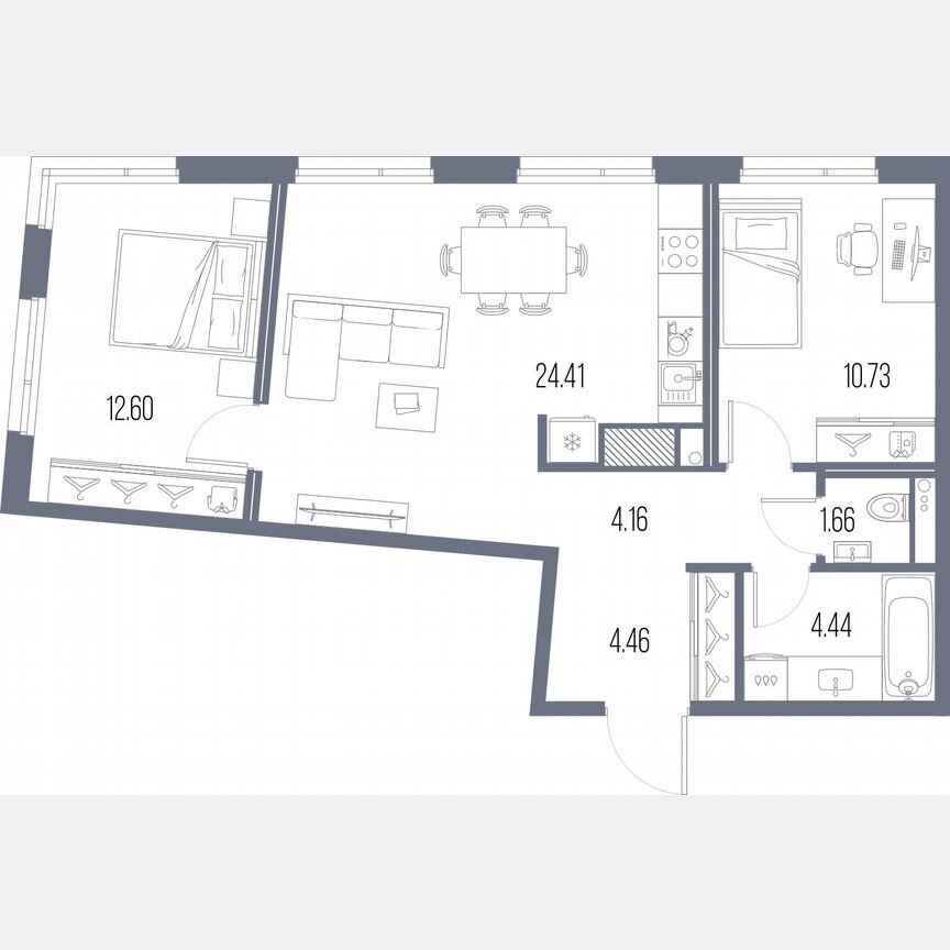 2-к. квартира, 62,5 м², 8/10 эт.
