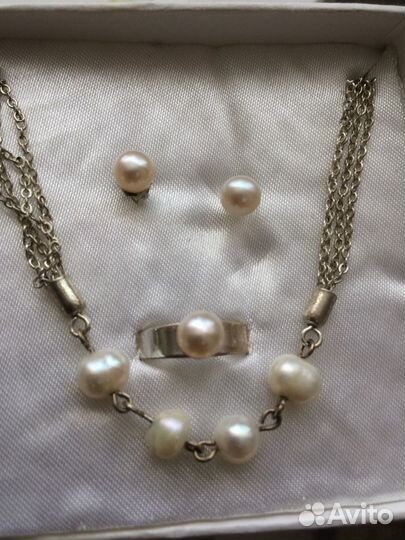 Комплект украшений из речного жемчуга