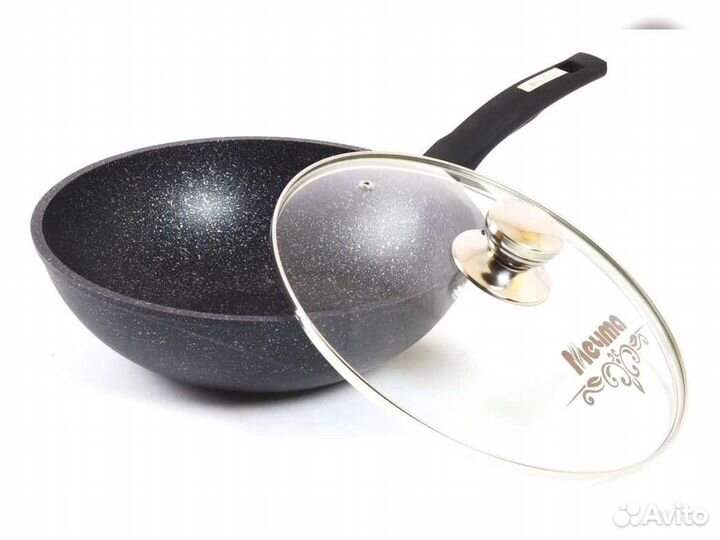 Сковорода вок d28 с крышкой Гранит star