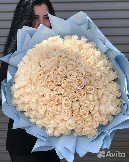 101 белая роза, доставка букетов