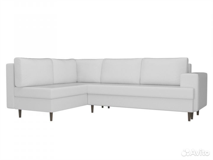 Угловой диван Сильвана левый угол экокожа белый