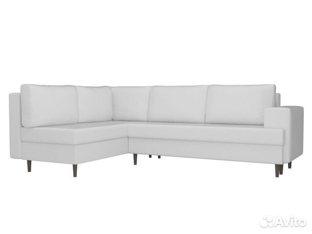 Угловой диван Сильвана левый угол экокожа белый