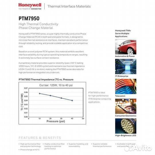 Honeywell ptm7950 100x160мм толщина 0.25mm. Ultra