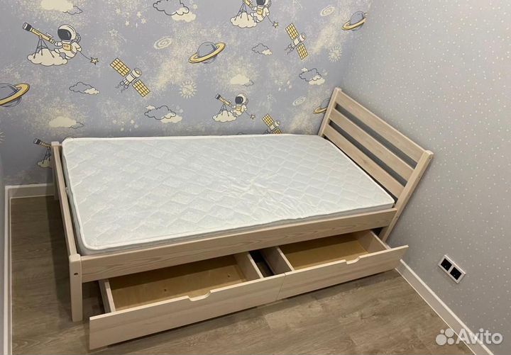 Кровать односпальная с ящиками новая