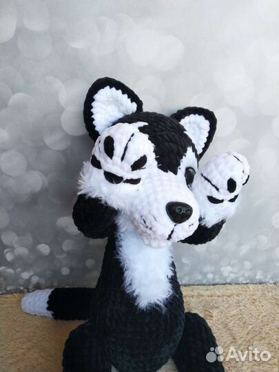 Мягкая игрушка Хаски вязаная крючком