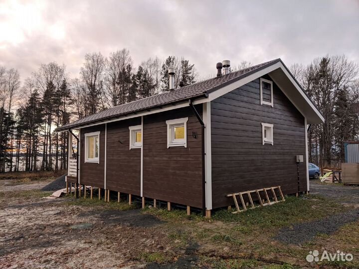 Одноэтажный каркасный дом 6х9 м. с террасой 2х6