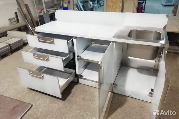 Стол купе с мойкой из нержавеющей стали нержавейки