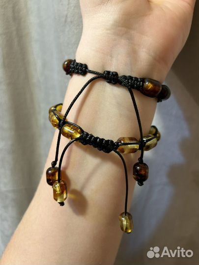 Браслеты шамбала с янтарем
