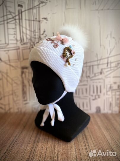 Новые зимние шапочки с натур. помпоном для девочек