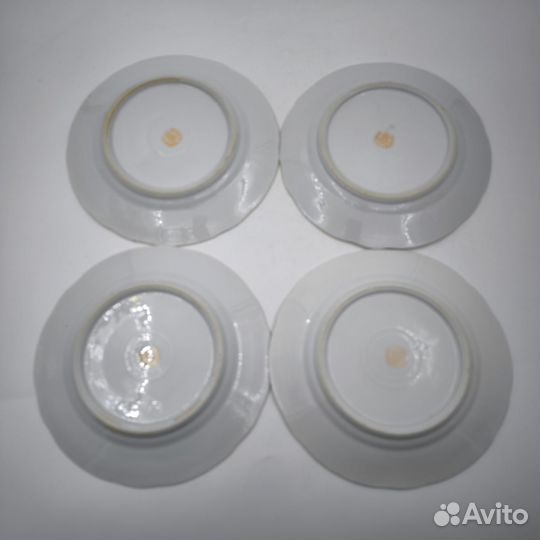 4 тарелки Розовые цветы Weiswasser ГДР