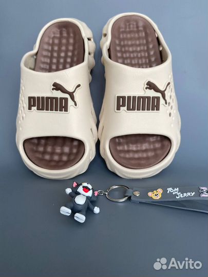 Шлепки мужские puma бежевые пляжные