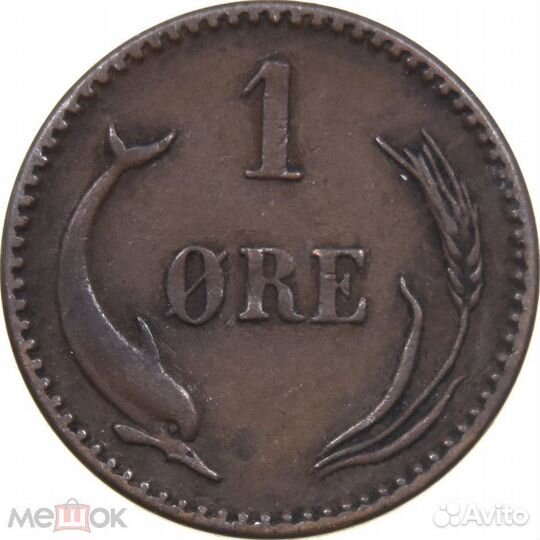 Дания 1 ойре 1889 дельфин