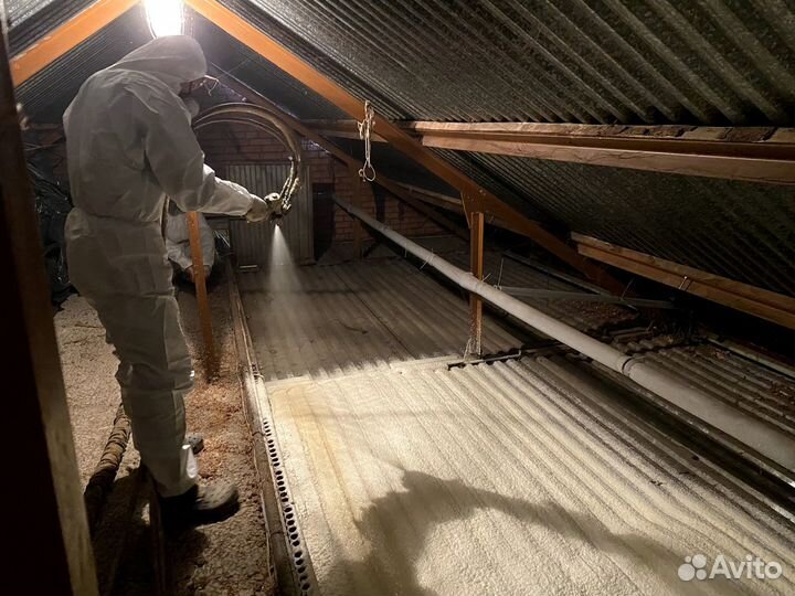 Утепление фундамента пеной ППУ. Напыление ППУ