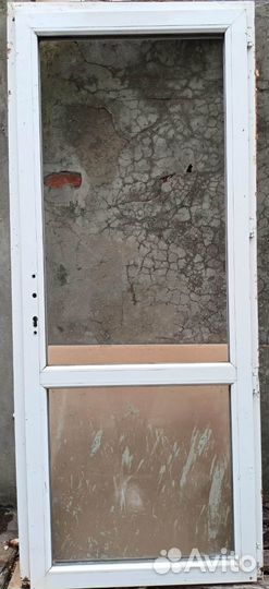 Дверь входная металлопластик белая 213 х 90 - бу