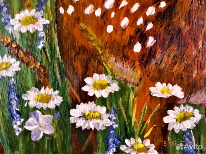 Картина на срезе березы 