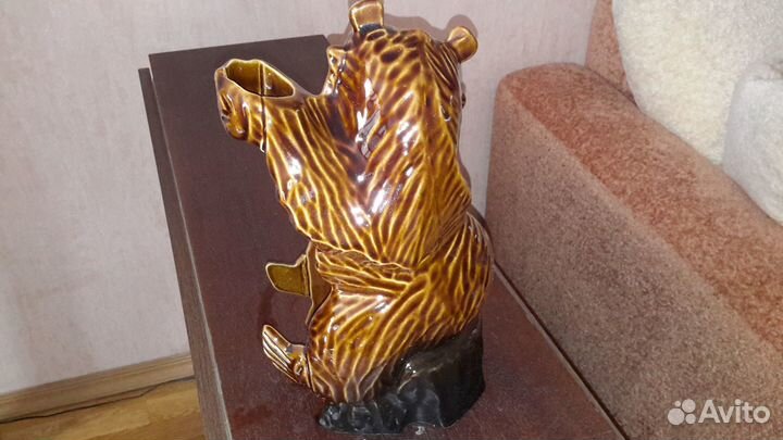 Керамика, медведь сувенир, бутылкодержатель