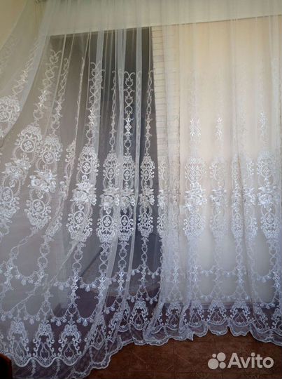 Тюль сетка 3.05см выс.,3D обьем,кристаллы,жемчуг