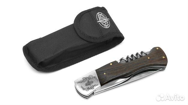 Складной нож со штопором Витязь Дачник сталь 65Х13