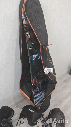 Сноуборд, чехол для сноуборда, ботинки BOA