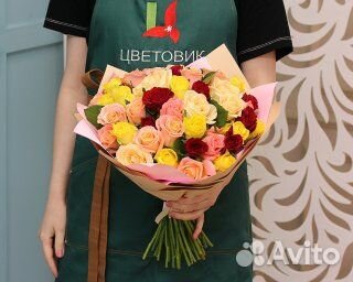 Букет из 45 роз микс 50-60 см (Россия)