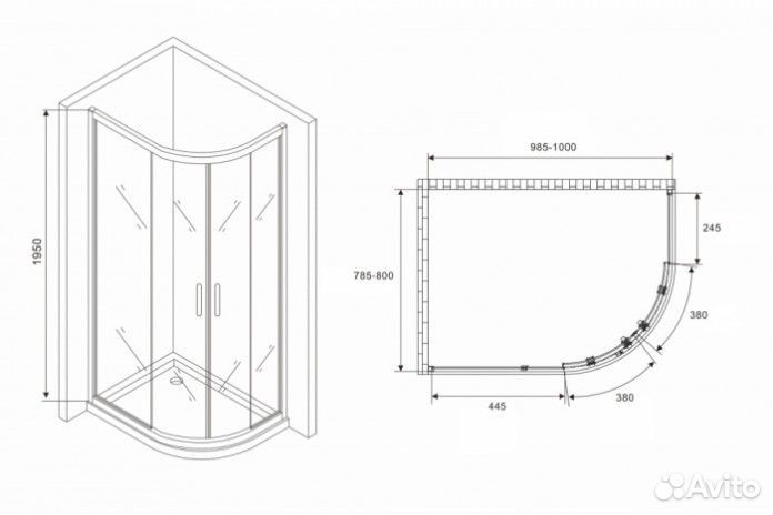 Душевой уголок Abber Schwarzer Diamant AG01180 100x80