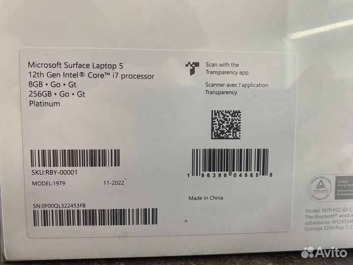 Ноутбук Microsoft Surface Laptop 5 8GB 256Gb/512G