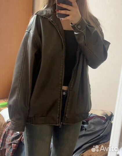 Коричневая кожаная куртка XC outwear collection ра