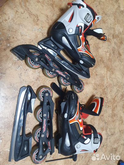 Роликовые коньки 2в1 RE:Асtion раздвижные