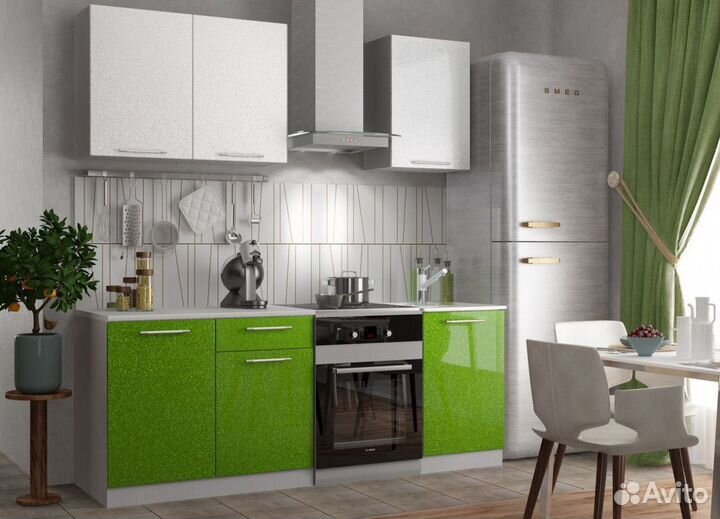 Зеленая модульная кухня