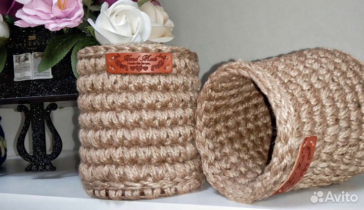 Корзины вязаные из джута