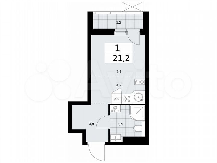 Квартира-студия, 21,2 м², 11/17 эт.