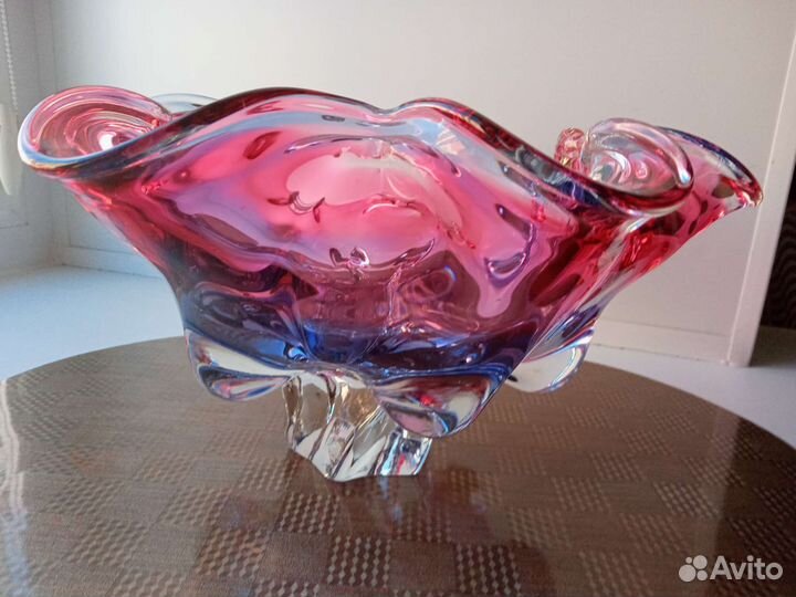 Богемия. Ваза из чешского цветного стекла. СССР