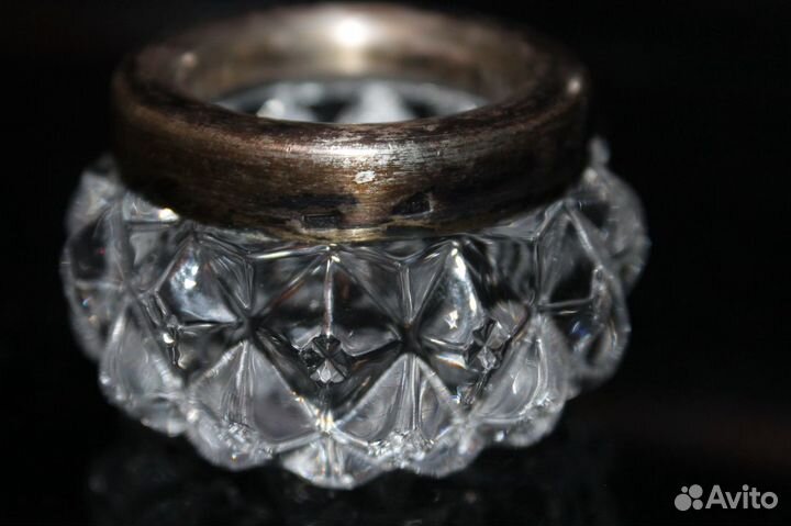 Солонка хрусталь серебро 875 проба со звездой