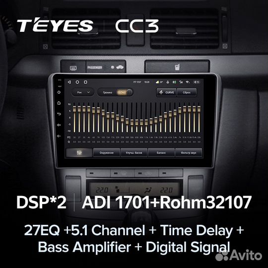 Магнитола Teyes CC3 4/64Gb Toyota Avensis 03-09