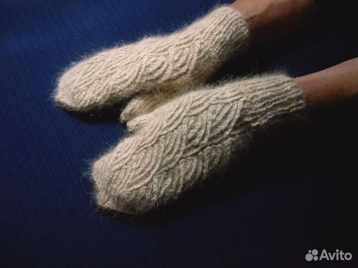 Варежки женские из собачьей шерсти Золотые дюны