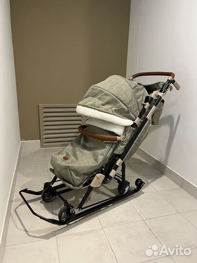 Санки-коляска Nika 7-8к оливкового цвета