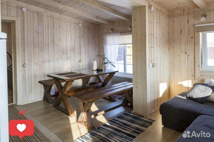 Модульная баня как дом 35м2 в стиле шале тёплая