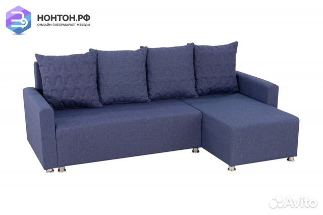 Диван угловой еврокнижка Челси 2 синий