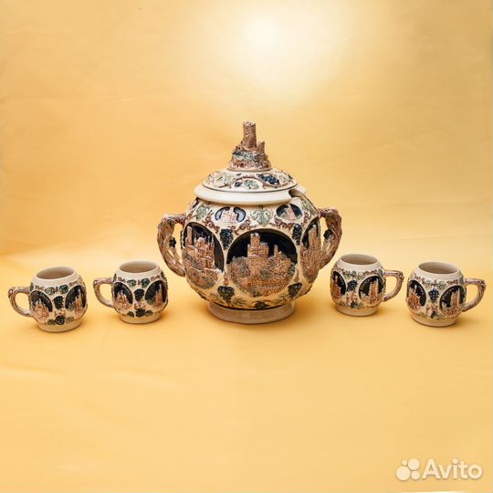 Крюшонница - Горшок для Глинтвейна + 4-е кружки