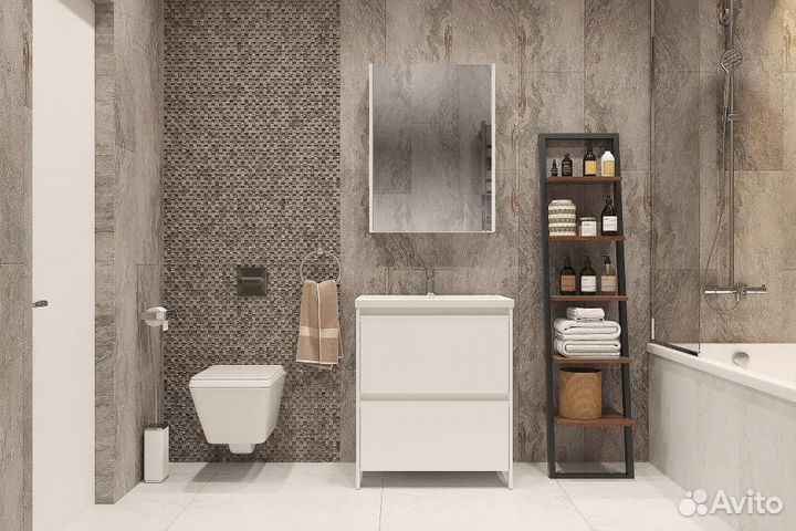 Тумба с раковиной Velvex Klaufs 70.2Y белая, напол