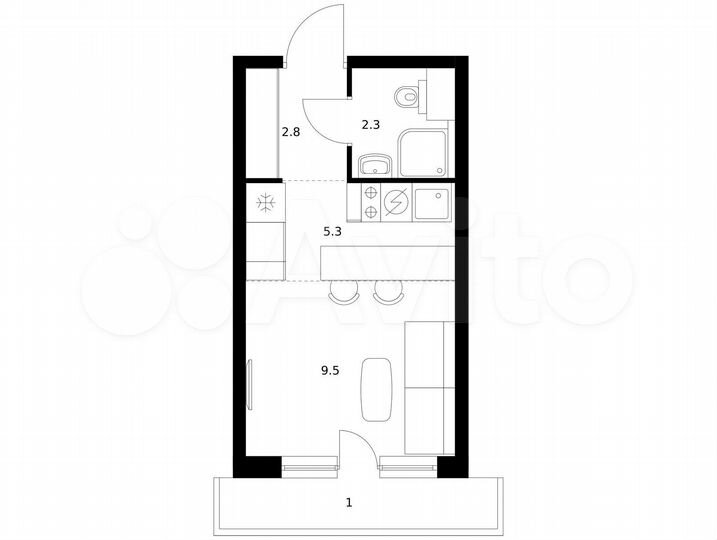 Квартира-студия, 20,9 м², 7/30 эт.