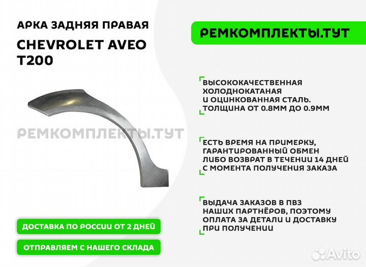 Арка задняя правая Chevrolet Aveo Т200