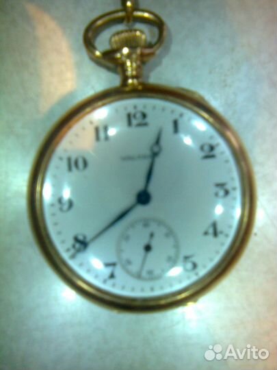 Часы карманные золото 750 п. цепочка waltham 1890