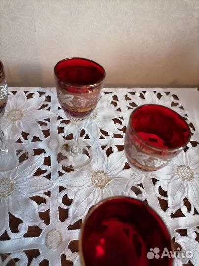 Рюмки из красного стекла Чехословакия