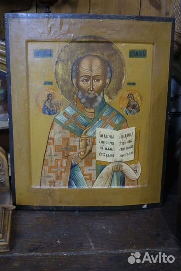 Старинная Икона Николай Чудотворец